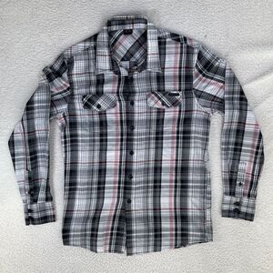 Oakley Shirt Mens Small White Black Plaid Long Sleeve Button Collared Surf Skate